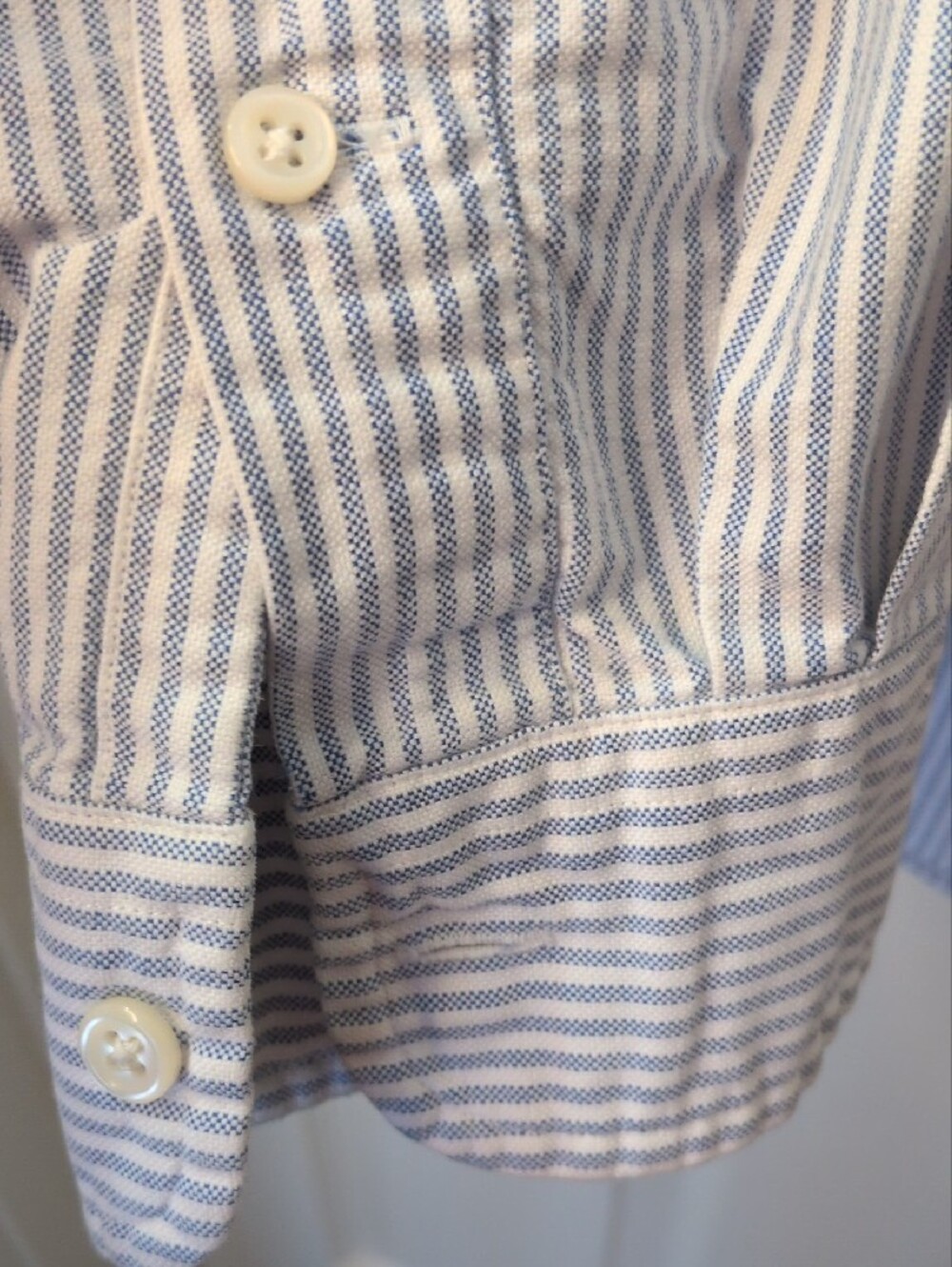 Ralph Lauren Blue & White Narrow Stripe Button-Down Shirt, Size Large - Picture 6 of 14